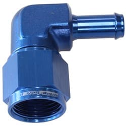 FEMALE -8AN 90DEG TO 1/2" BARBBLUE SWIVEL NUT