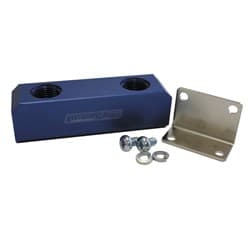 FUEL BLOCK, LOG TYPE -10ORB BLUE 2 X-10 SIDE, 2X -10 TOP