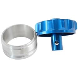 2" ALUM WELD BUNG AND CAP BLUE WITH ROLL OVER VALVE