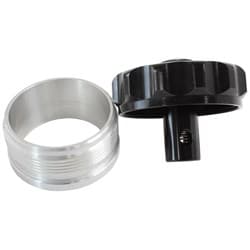 2" ALUM WELD BUNG AND CAP BLACK WITH ROLL OVER VALVE