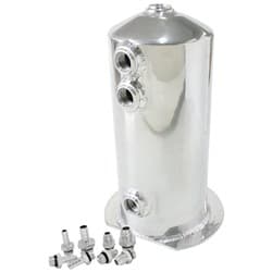 SURGE TANK 2.5L SPUN ALLOY 3X3/8 1X1/2 OR 3X -6AN 1X -8AN