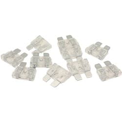 25 AMP STANDARD BLADE FUSE CLEAR COLOUR 10 PACK