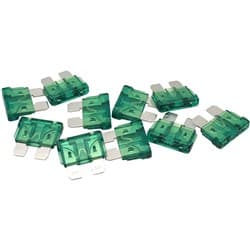 30 AMP STANDARD BLADE FUSE GREEN COLOUR 10 PACK