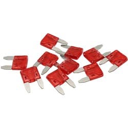 10 AMP MINI BLADE FUSE RED BODY COLOUR 10 PACK