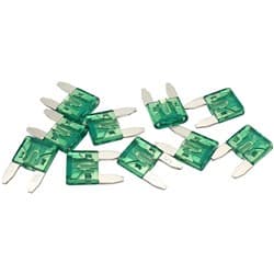 30 AMP MINI BLADE FUSE GREEN BODY COLOUR 10 PACK