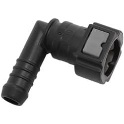 PUSH ON 3/8" EFI FITTING TO 3/8" / 9.65MM BARB 90 DEGREE