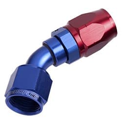 ALLOY 45 DEG HOSE END -10AN BLUE CUTTER STYLE FULL SWIVEL