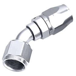 ALLOY 45 DEG HOSE END -10AN SILVER CUTER STYLE FULL SWIVEL