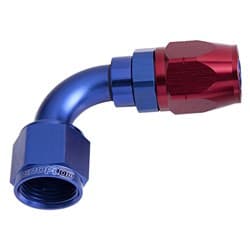 ALLOY 90 DEG HOSE END -6AN BLUE CUTTER STYLE FULL SWIVEL