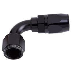 ALLOY 90 DEG HOSE END -8AN BLACK CUTTER STYLE FULL SWIVEL