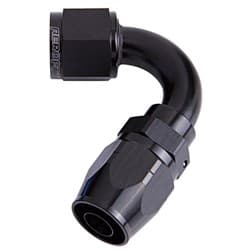 ALLOY 120 DEG HOSE END -8AN BLACK CUTTER STYLE FULL SWIVEL