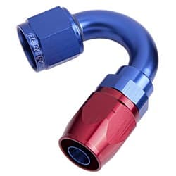 ALLOY 150 DEG HOSE END -4AN BLUE CUTTER STYLE FULL SWIVEL