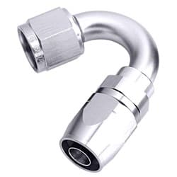 ALLOY 150 DEG HOSE END -6AN SILVER CUTER STYLE FULL SWIVEL