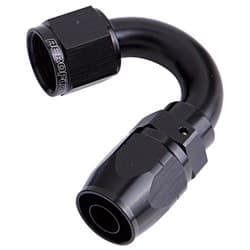 ALLOY 150 DEG HOSE END -8AN BLACK CUTTER STYLE FULL SWIVEL