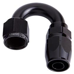 ALLOY 180 DEG HOSE END -4AN BLACK CUTTER STYLE FULL SWIVE