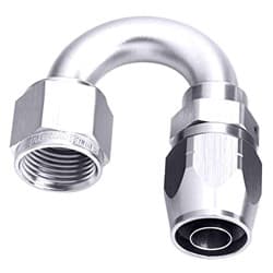 ALLOY 180 DEG HOSE END -4AN SILVER CUTTER STYLE FULL SWIV