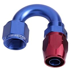 ALLOY 180 DEG HOSE END -8AN BLUE CUTTER STYLE FULL SWIVEL