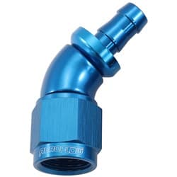 -6AN TO 5/16" BARB 45 DEG FULLFLOW PUSH LOCK BLUE