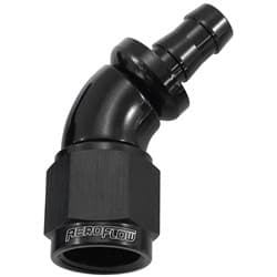 -6AN TO 5/16" BARB 45 DEG FULLFLOW PUSH LOCK BLACK
