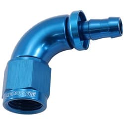 -6AN TO 5/16" BARB 90 DEG FULLFLOW PUSH LOCK BLUE
