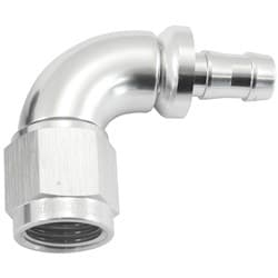 -6AN TO 5/16" BARB 90 DEG FULLFLOW PUSH LOCK SILVER