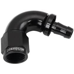 -6AN TO 5/16" BARB 120 DEGREE FULL FLOW PUSH LOCK BLACK