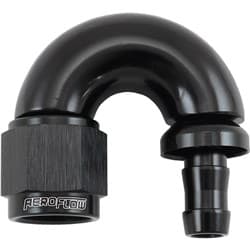 -6AN TO 5/16" BARB 180 DEGREE FULL FLOW PUSH LOCK BLACK