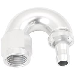 -6AN TO 5/16" BARB 180 DEGREE FULL FLOW PUSH LOCK SILVER