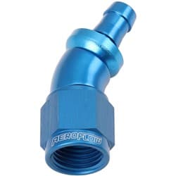 -6AN TO 5/16" BARB 30 DEG FULLFLOW PUSH LOCK BLUE