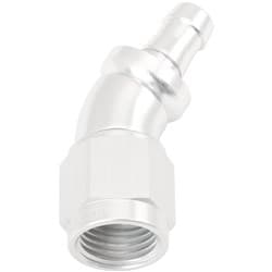 -6AN TO 5/16" BARB 30 DEG FULLFLOW PUSH LOCK SILVER