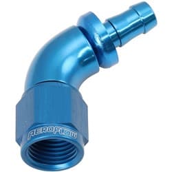 -6AN TO 5/16" BARB 60 DEG FULLFLOW PUSH LOCK BLUE