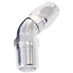 Male 3/8 NPT 45 Deg to -6 HoseSILVER FULL FLOW BILLET 1 PIEC