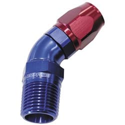 Male 3/8 NPT 45 Deg to -10 HosBLUE FULL FLOW BILLET 1 PIECE