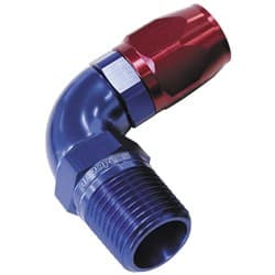 Male 1/4 NPT 90 Deg to -6 HoseBLUE FULL FLOW BILLET 1 PIECE