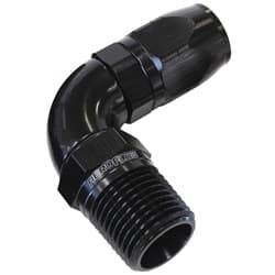 Male 3/8 NPT 90 Deg to -6 HoseBLACK FULL FLOW BILLET 1 PIECE