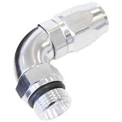 MALE HOSE END -16ORB to-16HOSEFULL FLOW BILLET 90 DEG SILVER