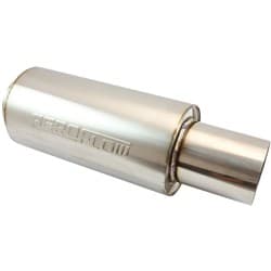 3.5" ROUND MUFFLER CENTRE 18" LENGTH 6" DIA 5" TIP S/S