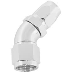STEPPED 45 DEG HOSEEND -8 HOSETO -10AN REDUCER HOSE END SILV