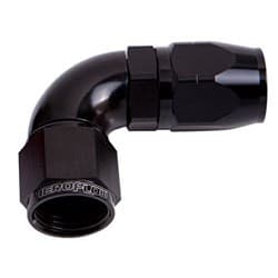 ALLOY 90 DEG HOSE END -6AN BLACK CUTTER STYLE FULL SWIVEL