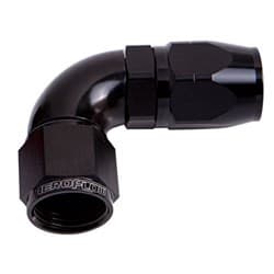 ALLOY 90 DEG HOSE END -6AN BLACK CUTTER STYLE FULL SWIVEL