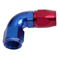 ALLOY 90 DEG HOSE END -8AN BLUE CUTTER STYLE FULL SWIVEL
