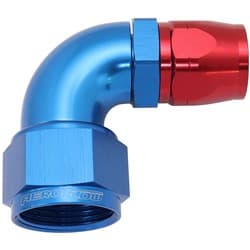 STEPPED 90 DEG FEMALE -16 AN TO -12AN REDUCER HOSE END BLUE