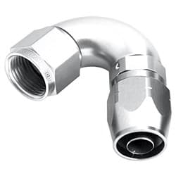 ALLOY 120 DEG HOSE END -4AN SILVER CUTTER STYLE FULL FLOW