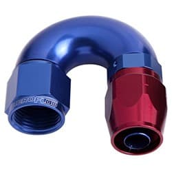 ALLOY 180 DEG HOSE END -4AN BLUE CUTTER STYLE FULL FLOW