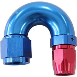 STEPPED 180 DEG HOSEEND -6 HOSTO -8AN REDUCER HOSE END BLUE