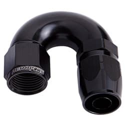ALLOY 180 DEG HOSE END -6AN BLACK CUTTER STYLE FULL FLOW