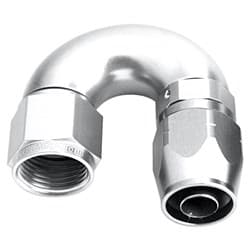 ALLOY 180 DEG HOSE END -10AN SILVER CUTTER STYLE FULL FLOW
