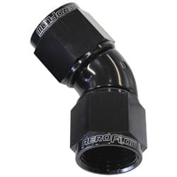 -16AN 45 DEG SWIVEL COUPLER BLACK BILLET FULL FLOW 1 PIECE