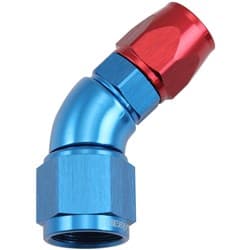 STEPPED 45 DEGREE END -6 HOSE TO -8AN REDUCER HOSE END BLUE TEFLON AF 572-06-08D