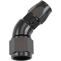 STEPPED 45 DEGREE END -6 HOSE TO -8AN REDUCER HOSE END BLACKTEFLON AF 572-06-08DBLK